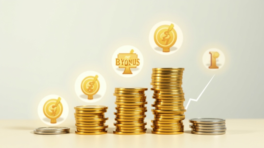 Gold and silver coins with digital referral marketing icons